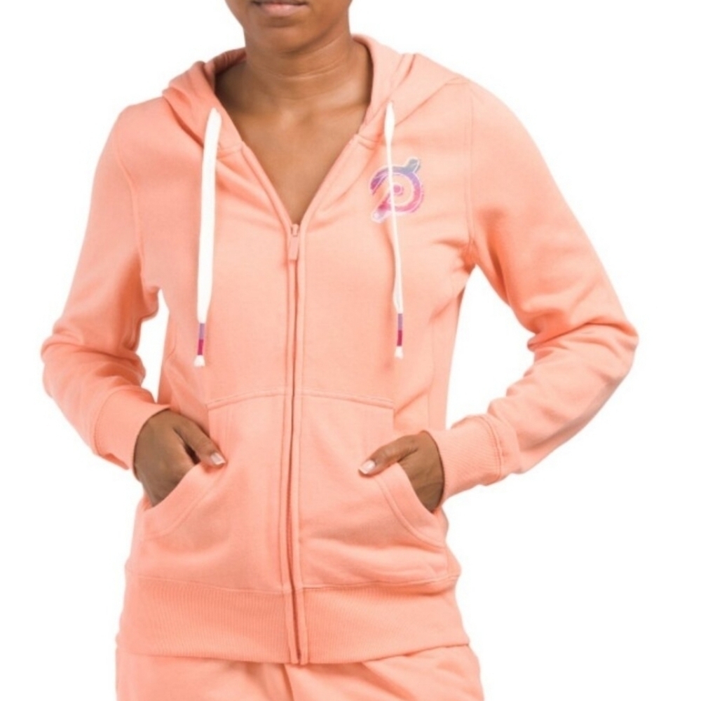 Peloton Ultimate Lightweight Zip Hoodie Womens Coral Peach NEW